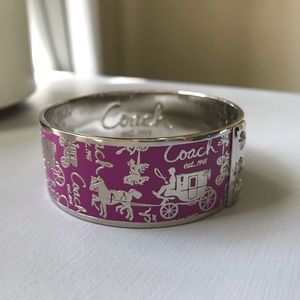 PURPLE & SILVER COACH LEGACY BANGLE BRACELET EUC